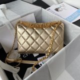 Luxury Inspired AS3241 Flap Bag Strass & Gold-Tone Metal Lambskin