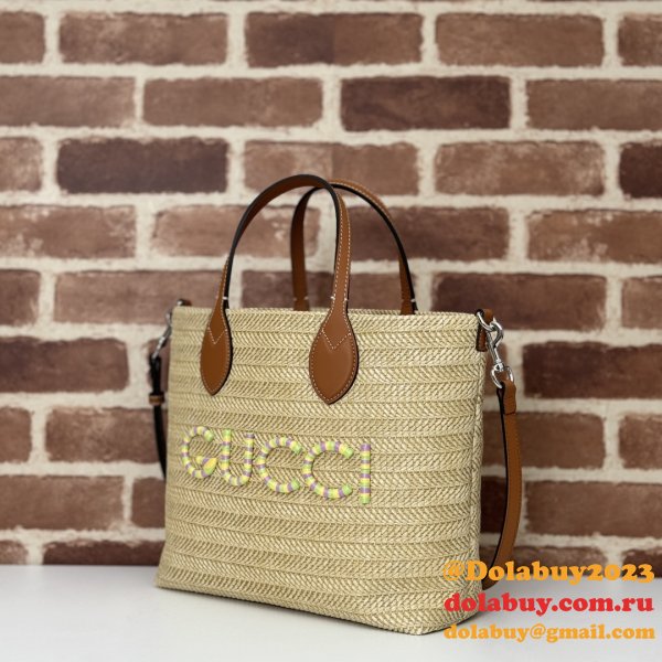 Gucci Fake 779671 Tote Women Straw-effect Natural Straw Effect Raffia