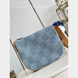 Louis Vuitton Best Montsouris Messenger MM Damier N40743 Men Blue Bag