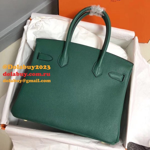 Hermes Birkin 35cm Togo leather Handbags Green High Quality bag