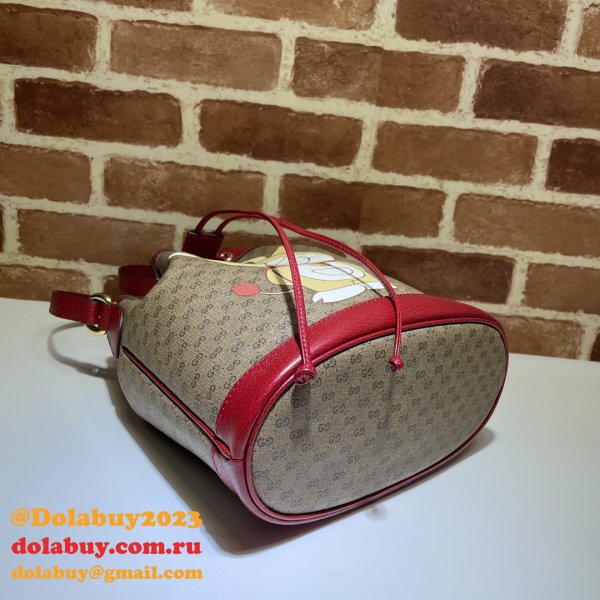 Wholesale Doraemon x Gucci small bucket 655597 red bag