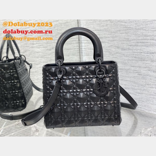 Christian Lady Dior 24cm AAA+ 1:1 Mirror Top Quality Black Bag