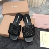 Wholesale High Quality bag Miu Miu Copy Flat Sandals and Slippers Shoes