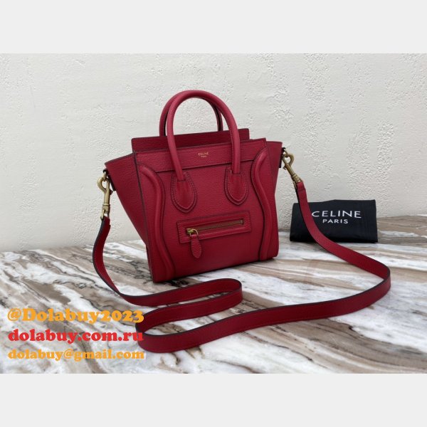 Celine Copy Red Luggage Nano Shopper 168243 Women's Leather