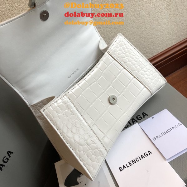 Knockoff Balenciaga White Hourglass Leather Top Handle Bag