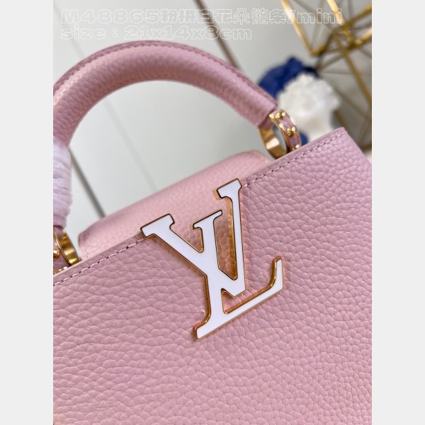 Pink White M48865 Flower Chain Knockoff The Capucines Perfect LV Bag