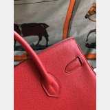 Hermes Birkin Epsom leather Handbags Red Silver Inspired