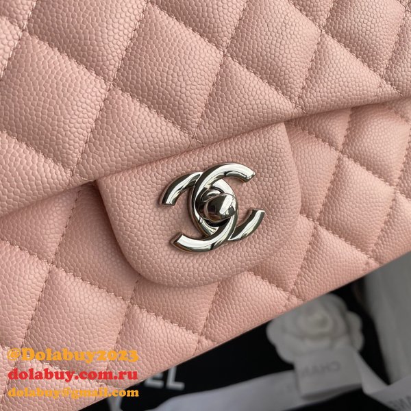 CC Copy 25.5CM Classic Flap Bag Caviar Leather A01112 Pink