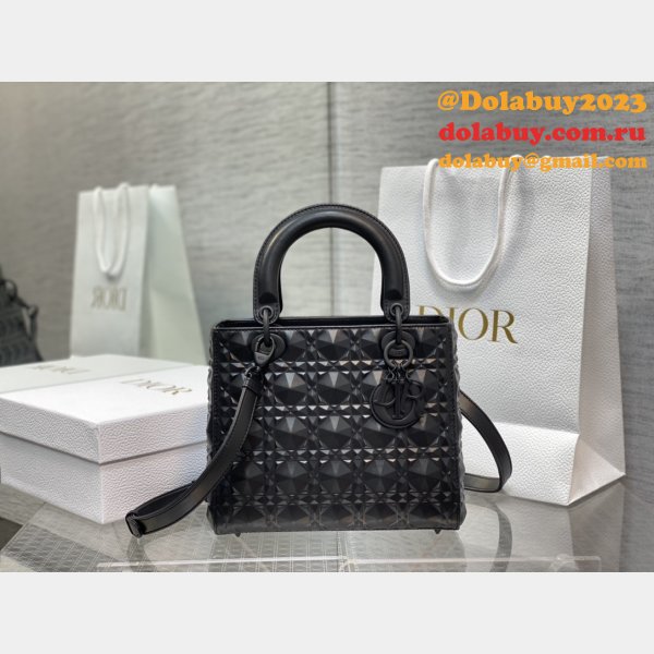 Christian Lady Dior 24cm AAA+ 1:1 Mirror Top Quality Black Bag