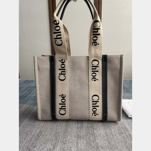 Designer Quality Chloe Woody Tote Bag in Cotton Canvas 36CM