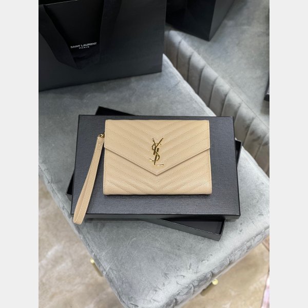 Buy UK YSL Saint Laurent Monogram Clutch 617662 Quilted Grain