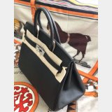 Hermes Birkin Epsom leather Handbags Black Silver Fashion