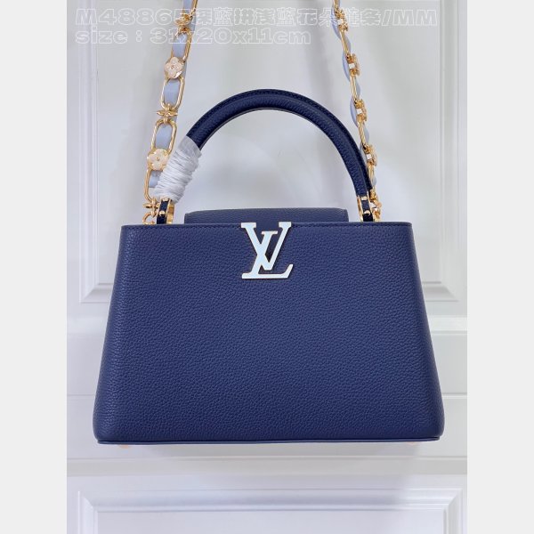 Louis Vuitton M48865 Dark Blue Light Flower Chain Capucines UK Handbag