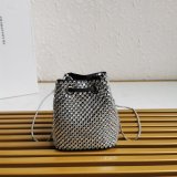 Designer Prada Designers 1NR016 Crystal Embellished Satin Mini-pouch Bag