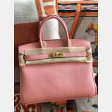 Hermes Birkin Epsom leather Handbags Pink Golden 1:1 Mirror