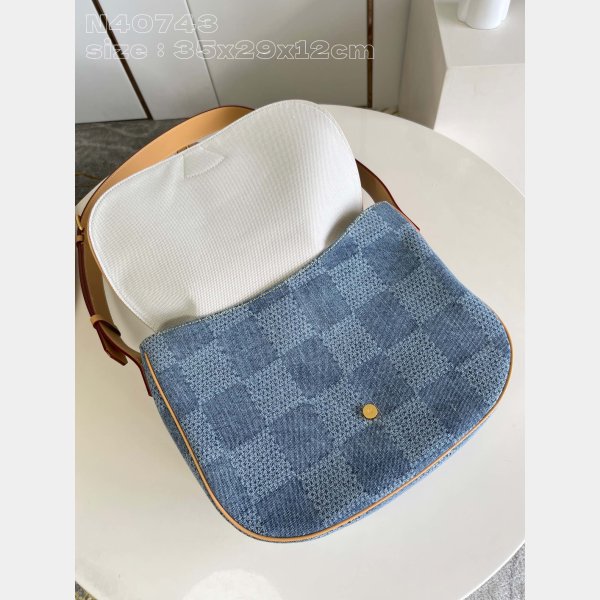 Louis Vuitton Best Montsouris Messenger MM Damier N40743 Men Blue Bag