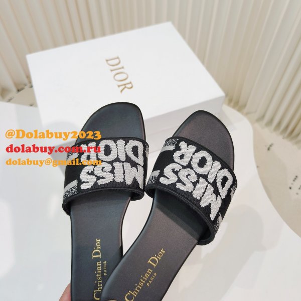 Replica MISS DIOR Flat Slipper DWAY SLIDE