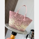 7 Star loewe Anagram Basket bag in iraca palm and calfskin 8008