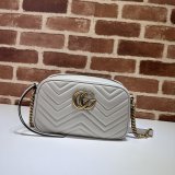 Light Grey 1:1 Mirror 447632 Copy GG Marmont Small Matelassé Shoulder Bag