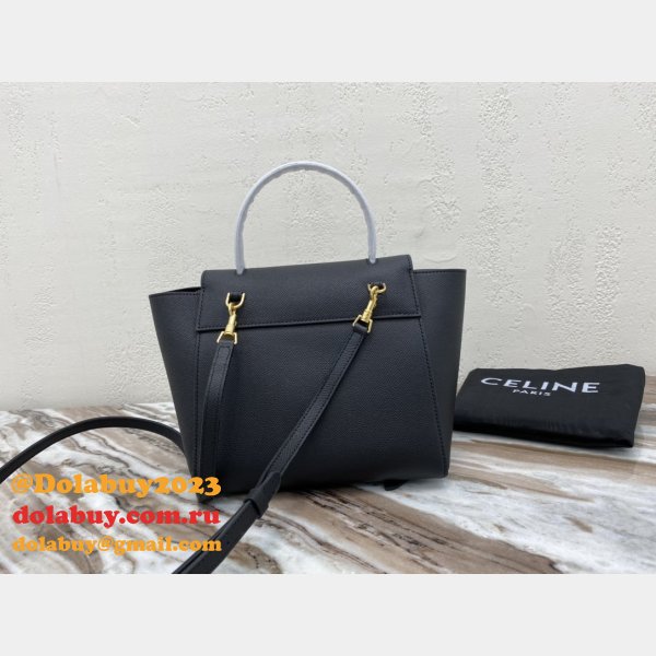 Wholesale Celine Leather Nano Belt Bag in Black