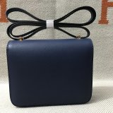 Hermes Constance Bag 18cm Epsom Leather dark blue Wholesale