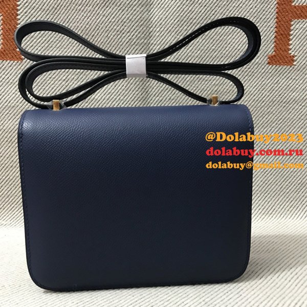 Hermes Constance Bag 18cm Epsom Leather dark blue Wholesale