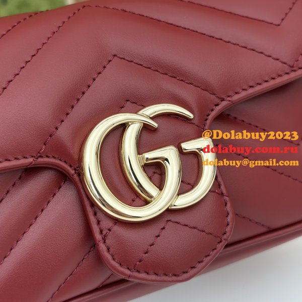 Gucci AAA+ Rosso Ancora GG Marmont Red Matelassé Chevron 476433/446744/443497 Bag