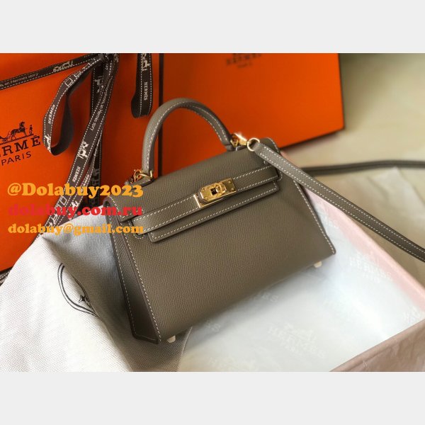 7 Star Hermes Mini Kelly Epsom leather Earthy Gray Bags