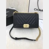 Buy top High Quality bag CC V Le Boy Handbag caviar leather 25cm