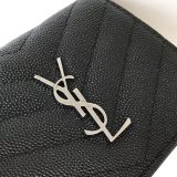 Fashion YSL Saint Laurent Short MONOGRAM 459738 Black Wallet