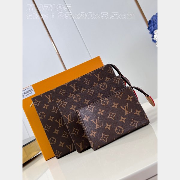 High Quality Trio Toilet Pouch LV M47195 1:1 Mirror Handbags Online Sale