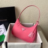 Prada AAA+ Zip Women's Hobo Black/Rose Bags Leather Handle