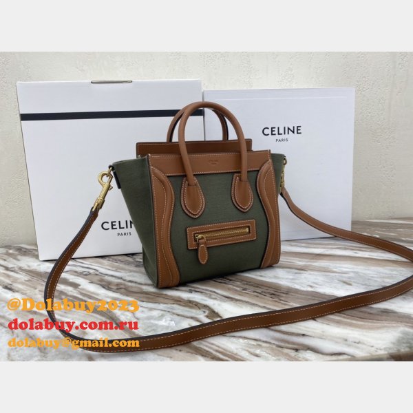 Designer Duplicate Celine Brown/Green Luggage Bags For Sale