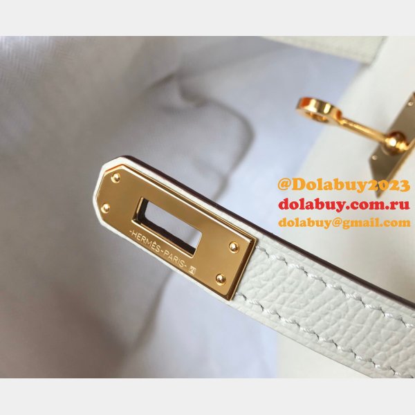 Knockoff Hermes Mini Kelly Handbag Epsom leather Off white