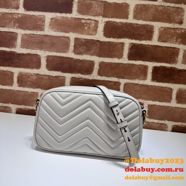 Light Grey 1:1 Mirror 447632 Copy GG Marmont Small Matelassé Shoulder Bag