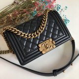 High Quality CC Le Boy 7 Star Best Black Bags lambksin 20cm