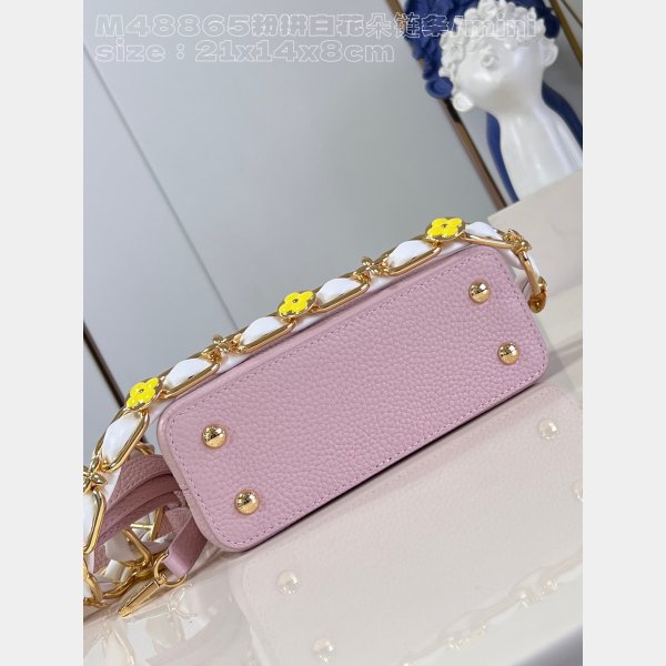 Pink White M48865 Flower Chain Knockoff The Capucines Perfect LV Bag