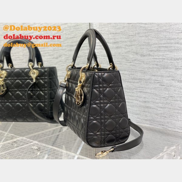 Perfect Quality Knockoff Lady Dior 24cm  Black Handbag