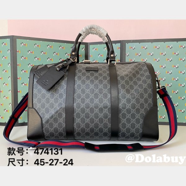 AAA+ On Sale Gucci 474131 GG Black carry-on duffle Bag