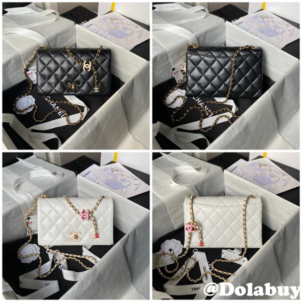 Duplicate AS4967 Classic Flap Luxury 7 Star Black/White Bags