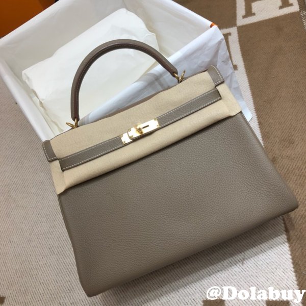 Hermes Kelly 32cm Togo leather Grey Copy