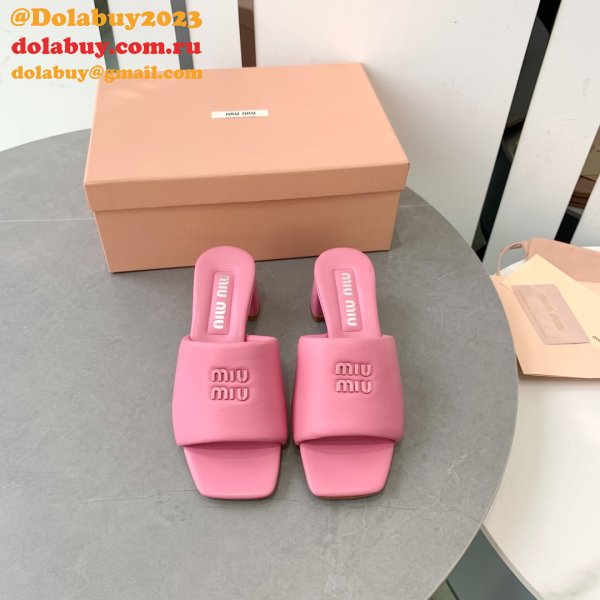 Miu Miu Fashion Bread Slippers Heel Sandals Shoes