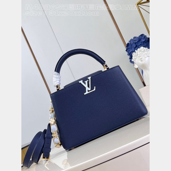 Louis Vuitton M48865 Dark Blue Light Flower Chain Capucines UK Handbag