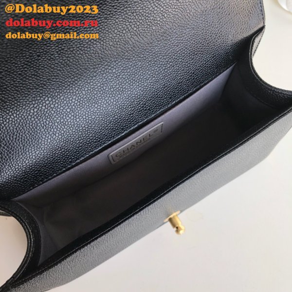 AAA+ CC Le Boy  Luxury Best Black Bags Caviar 25cm