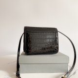 Replica balenciaga shoulder black crocodile embossed box bag