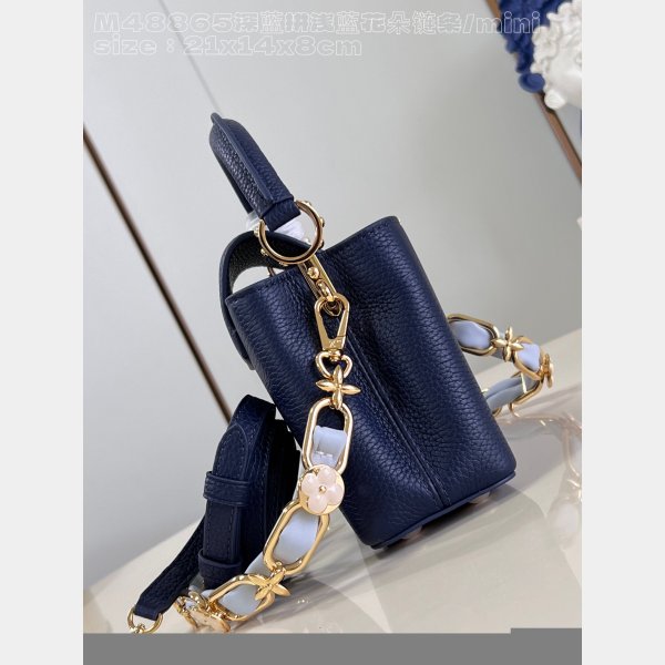 Louis Vuitton M48865 Dark Blue Light Flower Chain Capucines UK Handbag