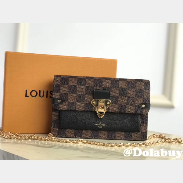 Louis Vuitton Wholesale Vavin Chain Wallet Damier Ebene N60221 Brown