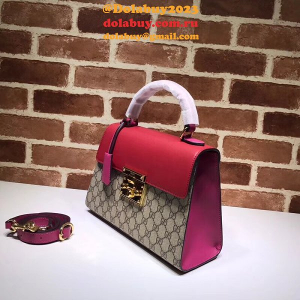 Gucci Knockoff 453188 GG Supreme Padlock Small Top Handle Bag