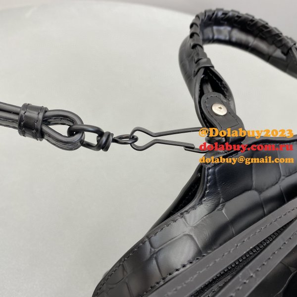 High Quality bag Balenciaga cuag black crocodile bag