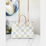 New Louis Vuitton On the Go N40518 Blue Pastel Damier Tote 1:1 Mirror Bag